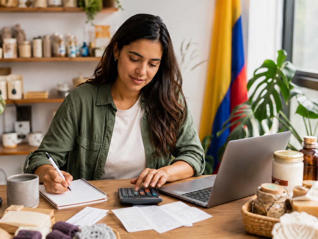 Emprendedor organizando ventas gastos y finanzas del negocio